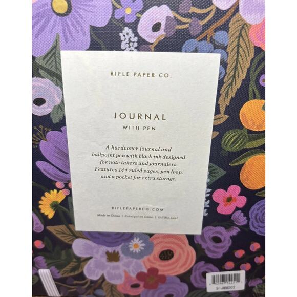 RIFLE PAPER CO. Journal with Gold Pen in Violet Garden Party New Purple - Picture 10 of 10